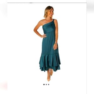 Women's Taylor Dress One Shoulder Ruffled Maxi Dress NWT